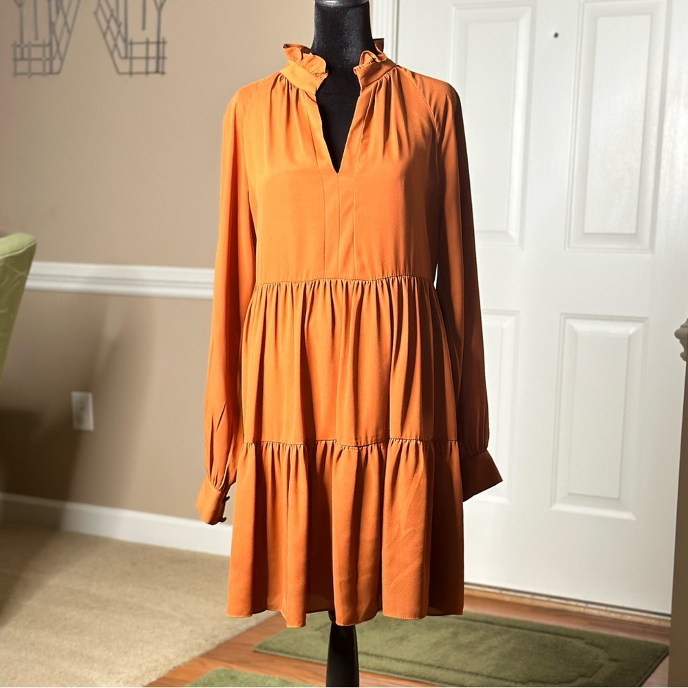 Sam and Jess Tiered Baby Doll Dress Burnt Orange – NWOT – Size Medium